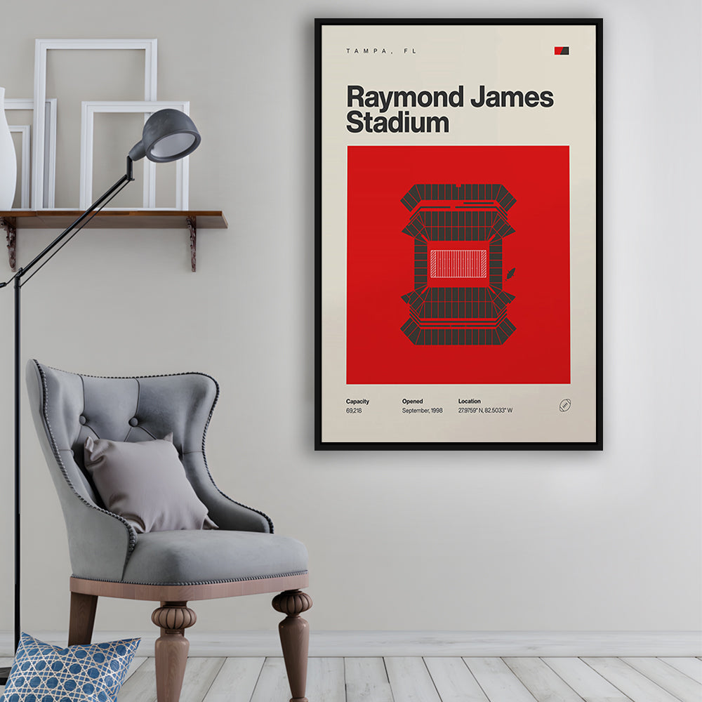 Tampa Bay Buccaneers Stadium Print, Raymond Stadium Print, Man Cave Gift, Floating Framed Canvas Print Wall Art