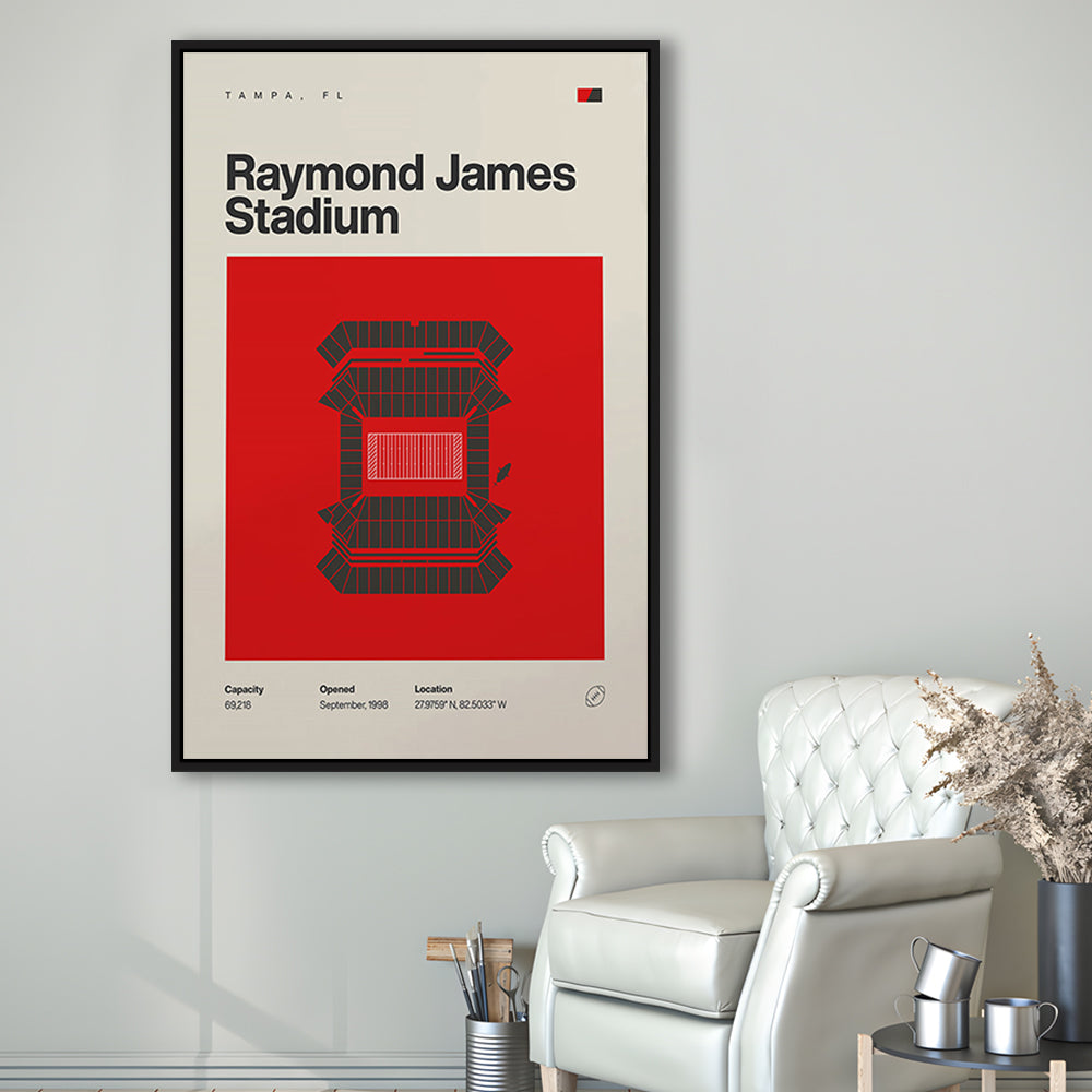 Tampa Bay Buccaneers Stadium Print, Raymond Stadium Print, Man Cave Gift, Floating Framed Canvas Print Wall Art
