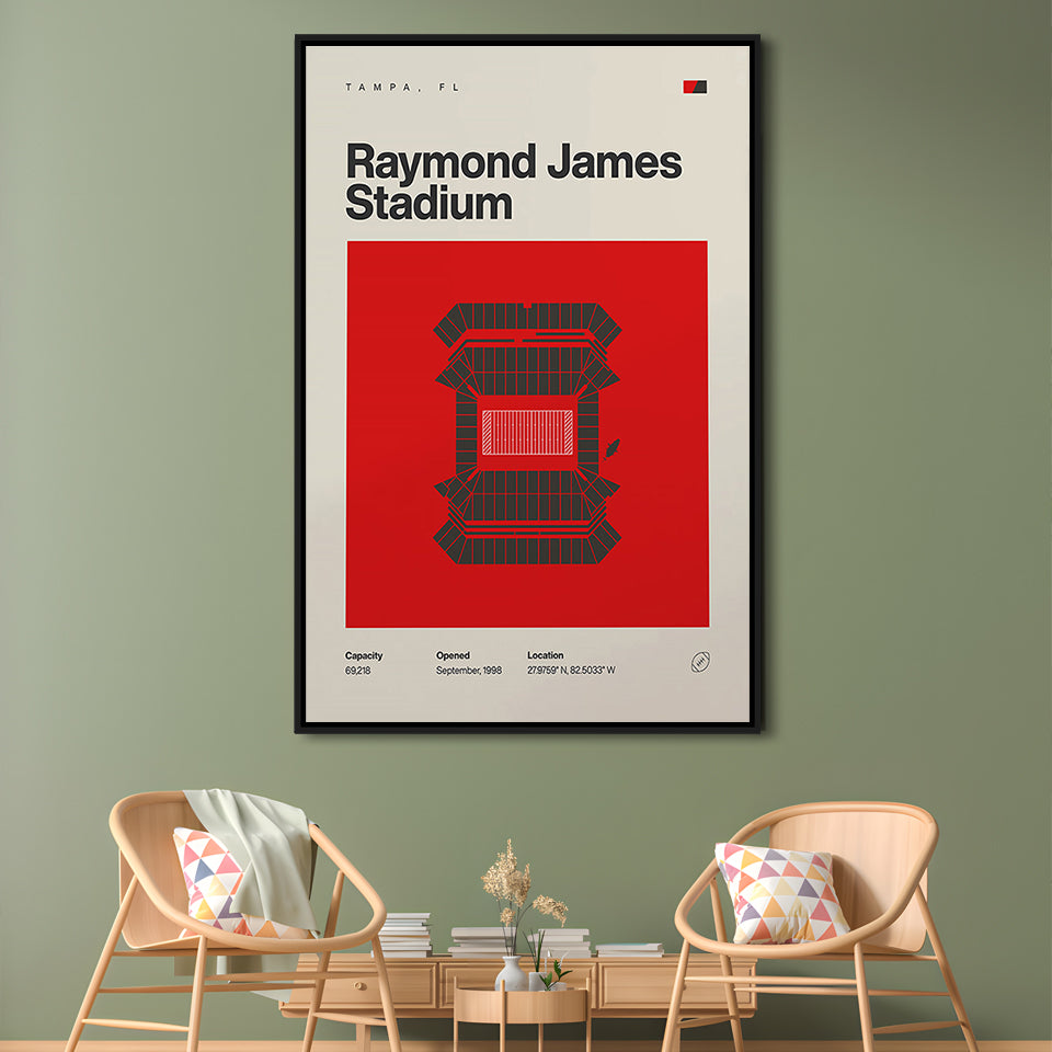 Tampa Bay Buccaneers Stadium Print, Raymond Stadium Print, Man Cave Gift, Floating Framed Canvas Print Wall Art