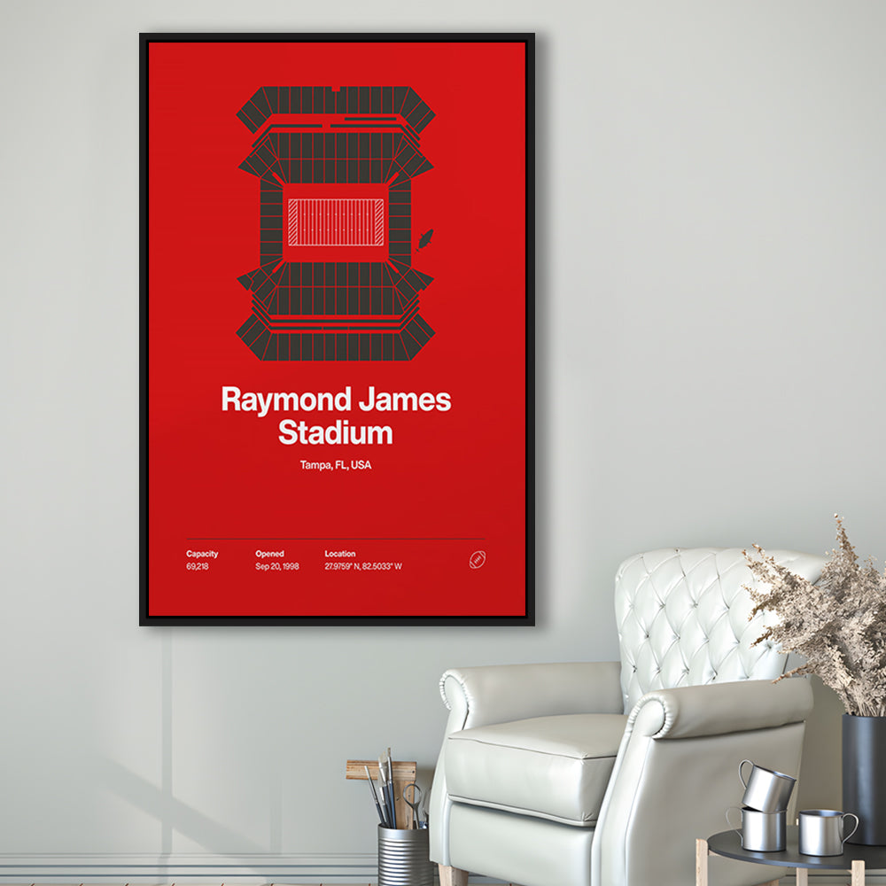 Tampa Bay Buccaneers Stadium Print, Raymond Stadium Print V1, Man Cave Gift, Floating Framed Canvas Print Wall Art
