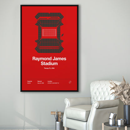 Tampa Bay Buccaneers Stadium Print, Raymond Stadium Print V1, Man Cave Gift, Floating Framed Canvas Print Wall Art