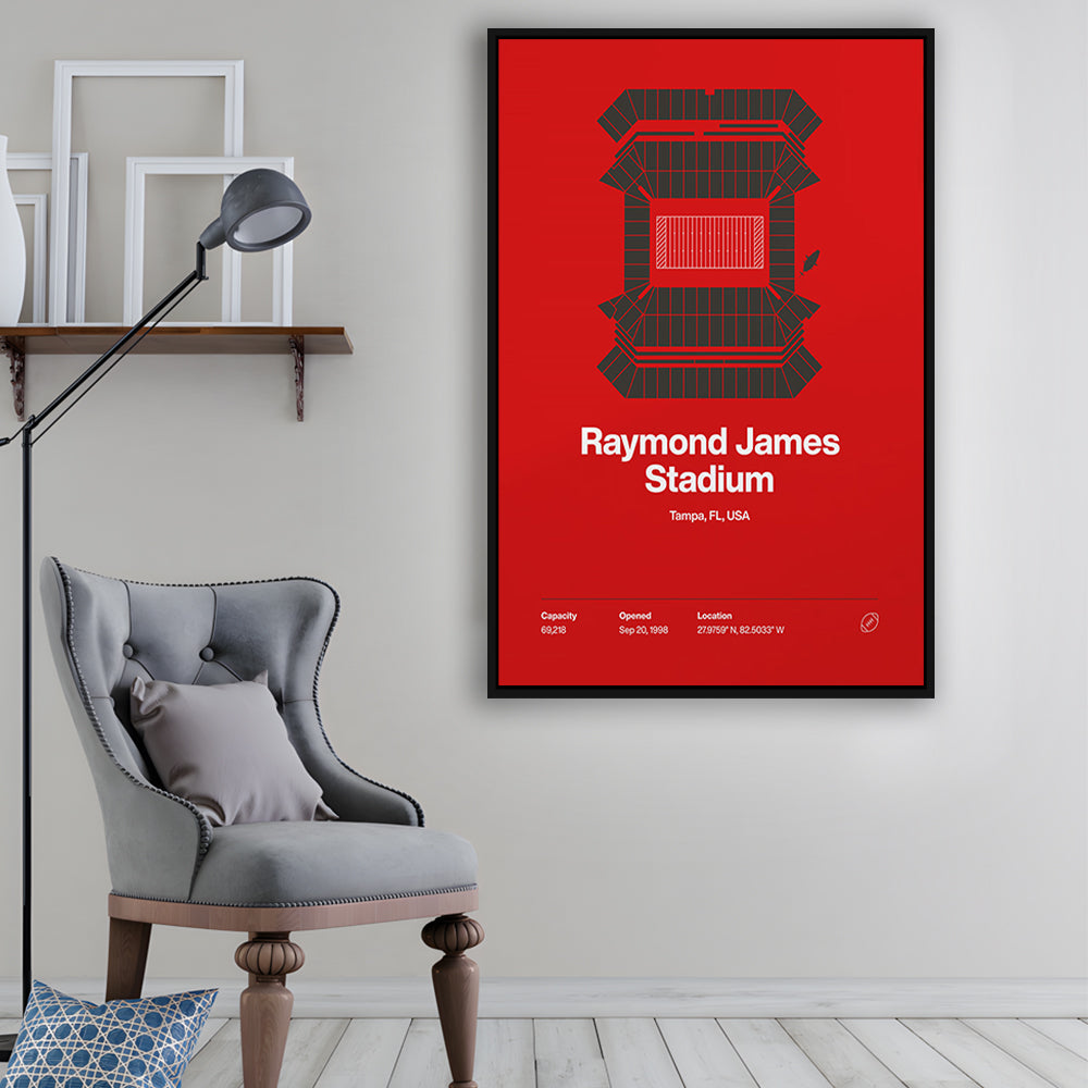 Tampa Bay Buccaneers Stadium Print, Raymond Stadium Print V1, Man Cave Gift, Floating Framed Canvas Print Wall Art