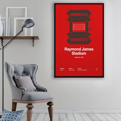 Tampa Bay Buccaneers Stadium Print, Raymond Stadium Print V1, Man Cave Gift, Floating Framed Canvas Print Wall Art