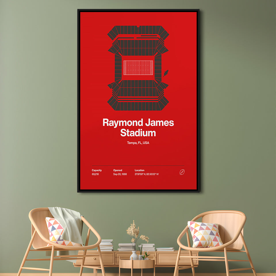 Tampa Bay Buccaneers Stadium Print, Raymond Stadium Print V1, Man Cave Gift, Floating Framed Canvas Print Wall Art