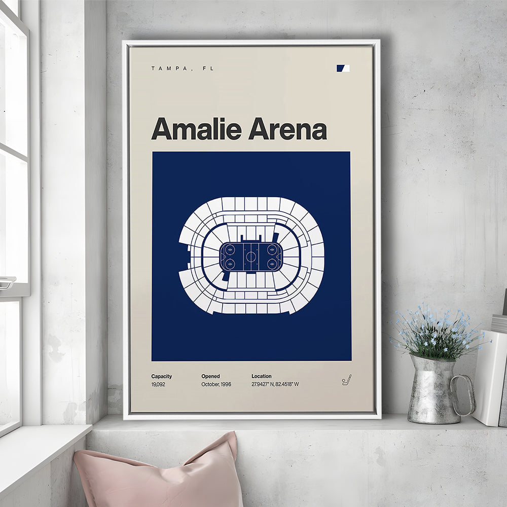 Tampa Bay Lightning Stadium Print, Amalie Arena Stadium Print, Man Cave Gift, Floating Framed Canvas Print Wall Art