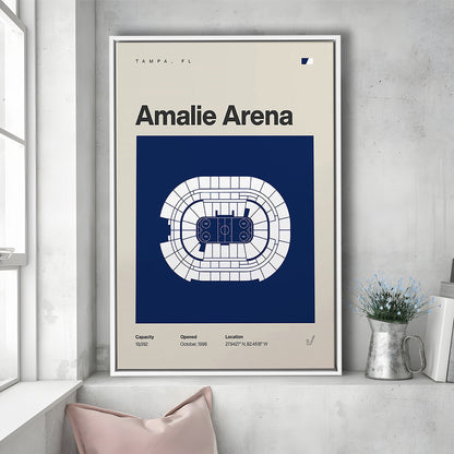 Tampa Bay Lightning Stadium Print, Amalie Arena Stadium Print, Man Cave Gift, Floating Framed Canvas Print Wall Art
