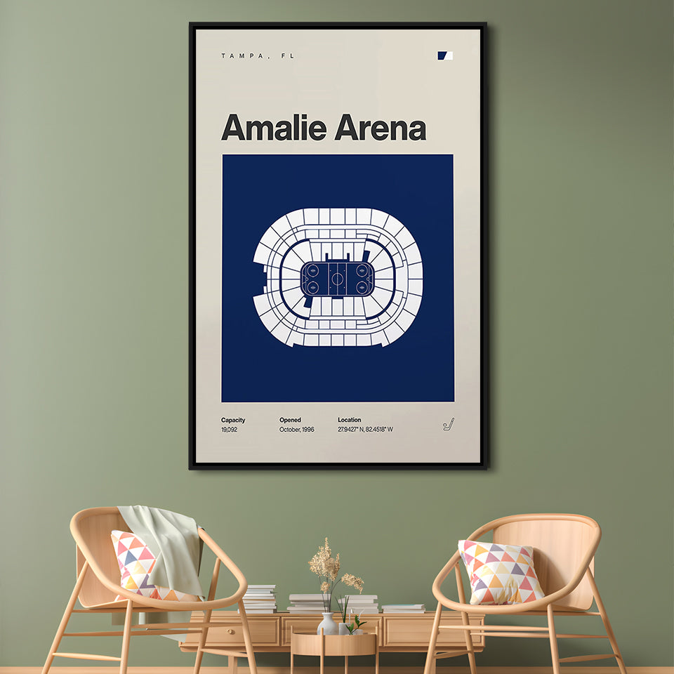 Tampa Bay Lightning Stadium Print, Amalie Arena Stadium Print, Man Cave Gift, Floating Framed Canvas Print Wall Art