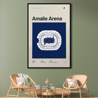 Tampa Bay Lightning Stadium Print, Amalie Arena Stadium Print, Man Cave Gift, Floating Framed Canvas Print Wall Art
