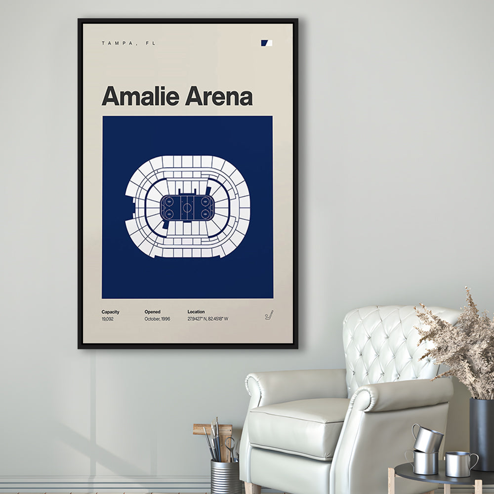 Tampa Bay Lightning Stadium Print, Amalie Arena Stadium Print, Man Cave Gift, Floating Framed Canvas Print Wall Art