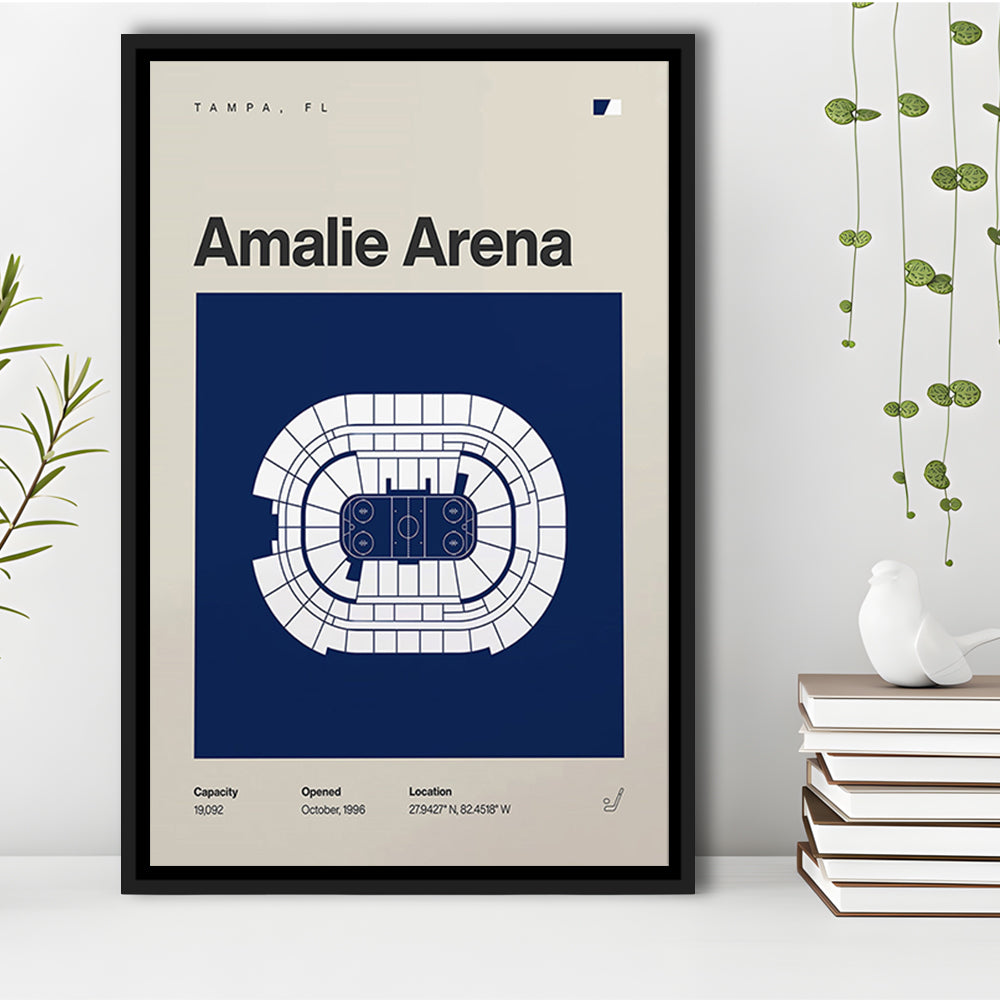 Tampa Bay Lightning Stadium Print, Amalie Arena Stadium Print, Man Cave Gift, Floating Framed Canvas Print Wall Art