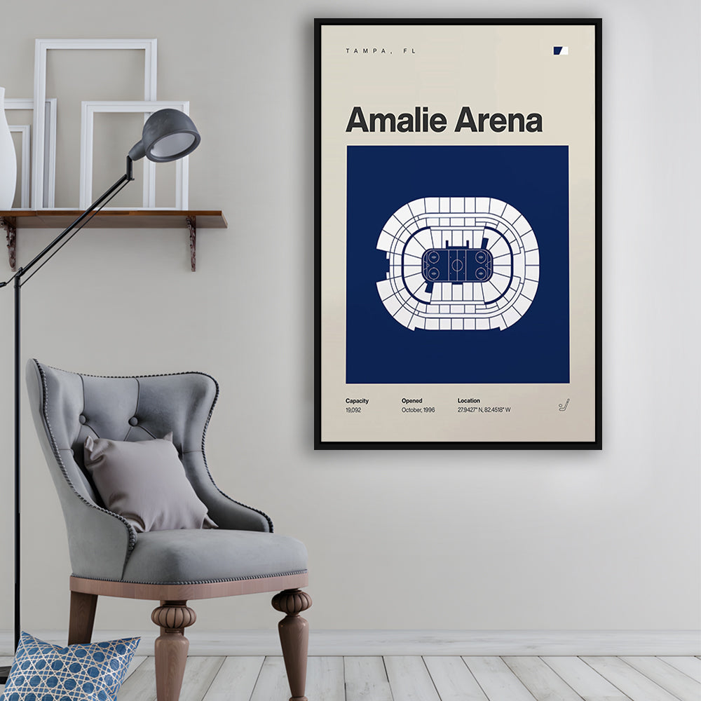 Tampa Bay Lightning Stadium Print, Amalie Arena Stadium Print, Man Cave Gift, Floating Framed Canvas Print Wall Art