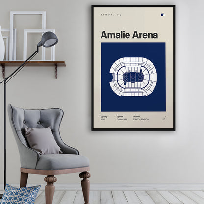 Tampa Bay Lightning Stadium Print, Amalie Arena Stadium Print, Man Cave Gift, Floating Framed Canvas Print Wall Art