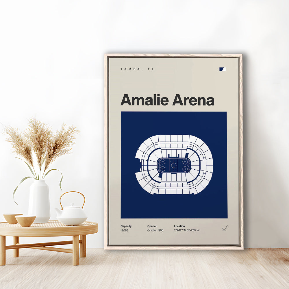 Tampa Bay Lightning Stadium Print, Amalie Arena Stadium Print, Man Cave Gift, Floating Framed Canvas Print Wall Art