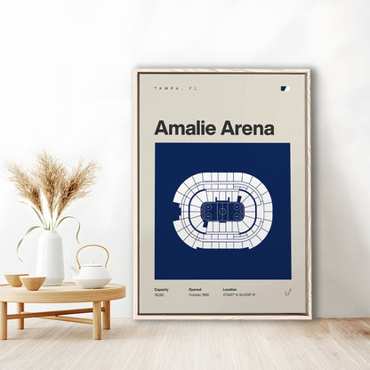Tampa Bay Lightning Stadium Print, Amalie Arena Stadium Print, Man Cave Gift, Floating Framed Canvas Print Wall Art