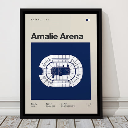 Tampa Bay Lightning Stadium Print, Amalie Arena Stadium Print, Man Cave Gift, Floating Framed Canvas Print Wall Art