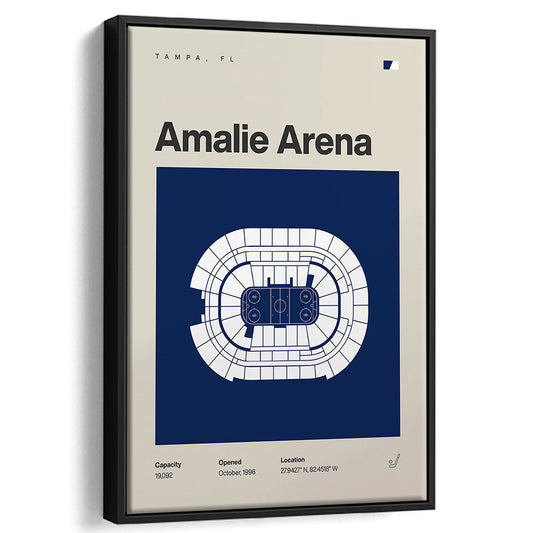 Tampa Bay Lightning Stadium Print, Amalie Arena Stadium Print, Man Cave Gift, Floating Framed Canvas Print Wall Art
