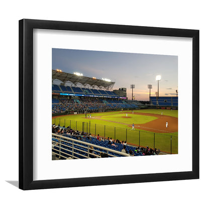 Taoyuan Int'l Baseball Stadium, Stadium Canvas, Sport Art, Gift for him, White Border Framed Art Print Wall Decor