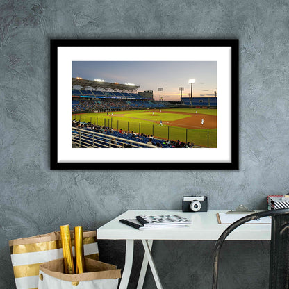 Taoyuan Int'l Baseball Stadium, Stadium Canvas, Sport Art, Gift for him, White Border Framed Art Print Wall Decor