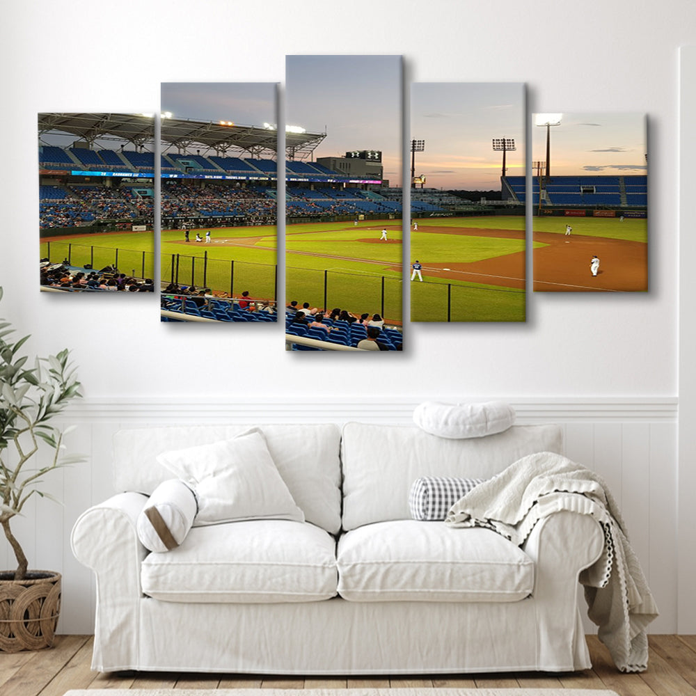 Taoyuan Int'l Baseball Stadium, Stadium Canvas, Sport Art, Gift for him, 5 Panel, Large Canvas, Canvas Print Wall Art