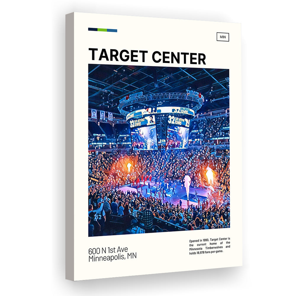 Target Center Print, Minnesota Timberwolves Stadium Canvas Art, Fan Gifts, Sport Art, Canvas Print Wall Art
