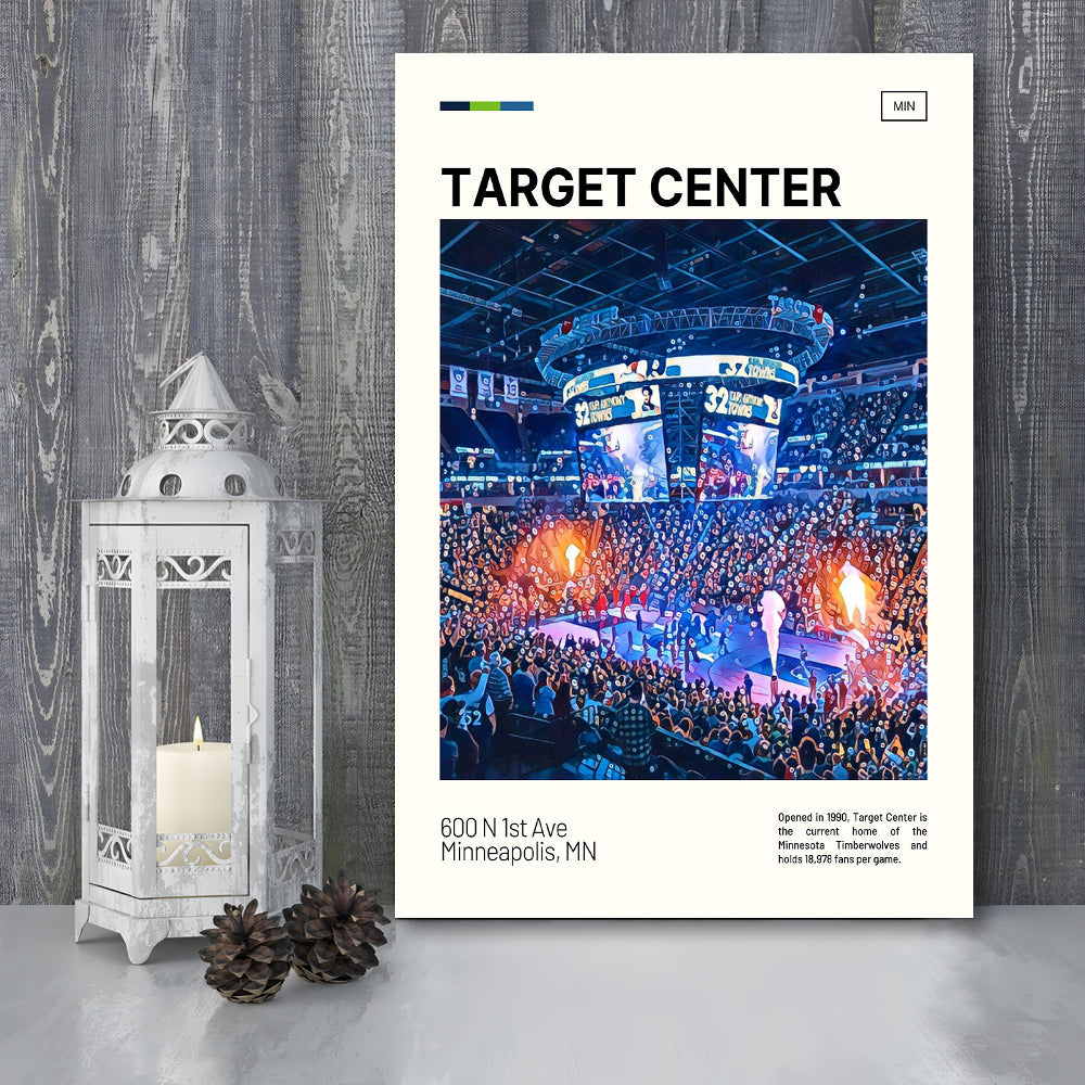 Target Center Print, Minnesota Timberwolves Stadium Canvas Art, Fan Gifts, Sport Art, Canvas Print Wall Art
