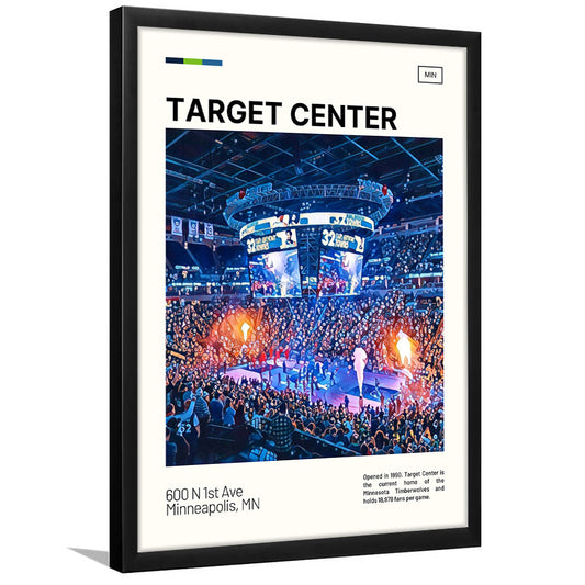 Target Center Print, Minnesota Timberwolves Stadium Art, Gifts for him, Sport Art, Framed Art Print Wall Decor
