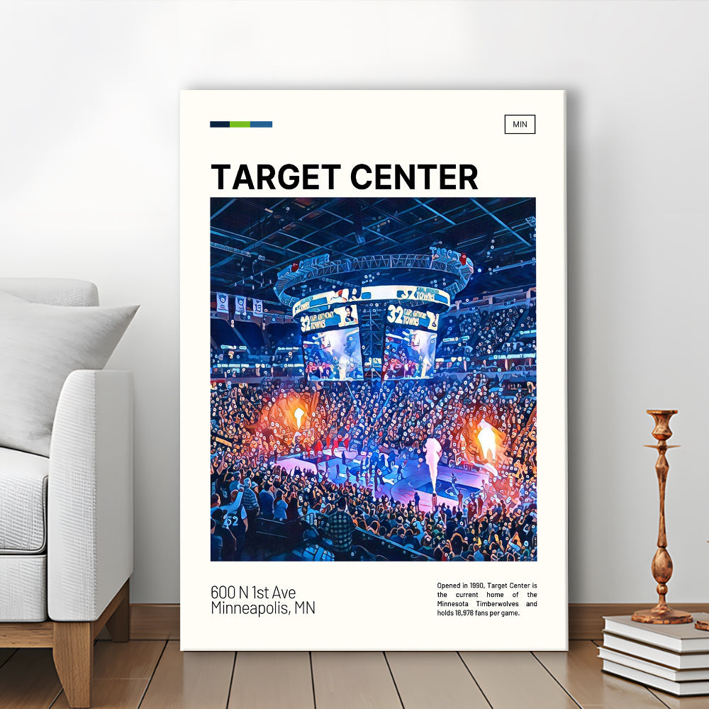 Target Center Print, Minnesota Timberwolves Stadium Canvas Art, Fan Gifts, Sport Art, Canvas Print Wall Art