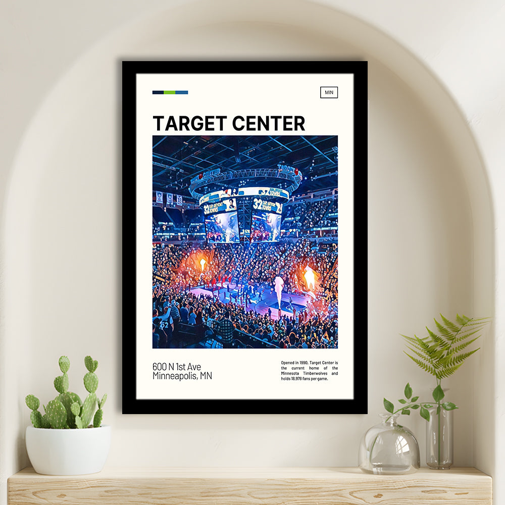 Target Center Print, Minnesota Timberwolves Stadium Art, Gifts for him, Sport Art, Framed Art Print Wall Decor