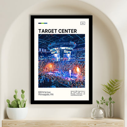 Target Center Print, Minnesota Timberwolves Stadium Art, Gifts for him, Sport Art, Framed Art Print Wall Decor