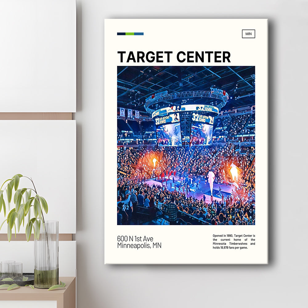 Target Center Print, Minnesota Timberwolves Stadium Canvas Art, Fan Gifts, Sport Art, Canvas Print Wall Art
