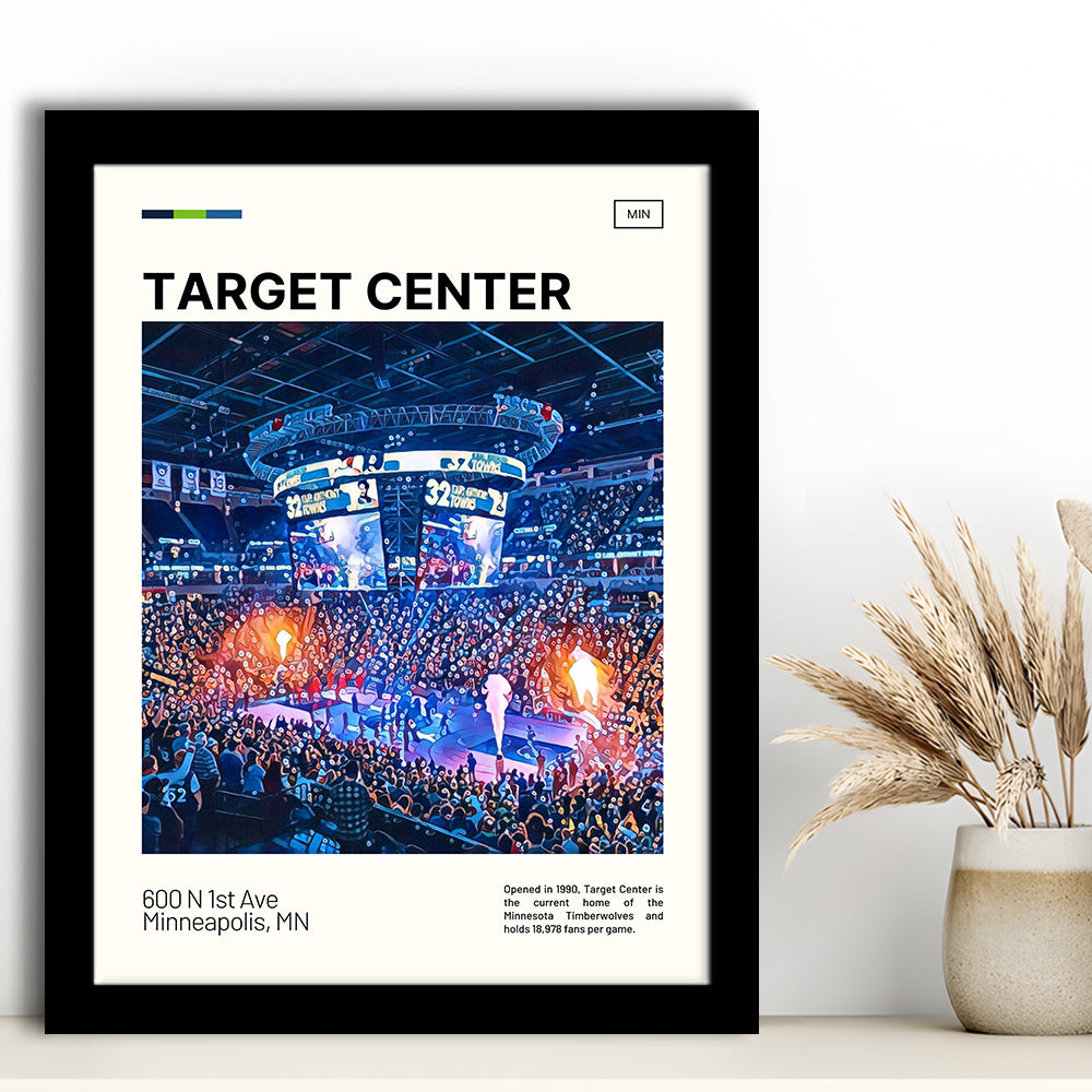 Target Center Print, Minnesota Timberwolves Stadium Art, Gifts for him, Sport Art, Framed Art Print Wall Decor