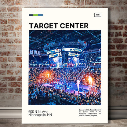 Target Center Print, Minnesota Timberwolves Stadium Canvas Art, Fan Gifts, Sport Art, Canvas Print Wall Art
