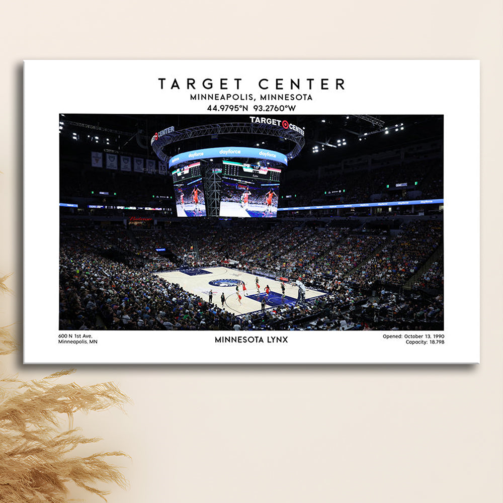 Target Center, Minnesota Lynx Basketball Stadium Wall Art Print, W Decor, Canvas Print Wall Art, Man Cave Gift
