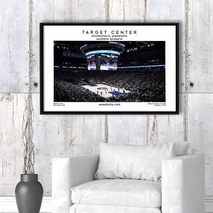 Target Center, Minnesota Lynx Basketball Stadium Wall Art Print, W Decor, Framed Canvas Print Wall Art