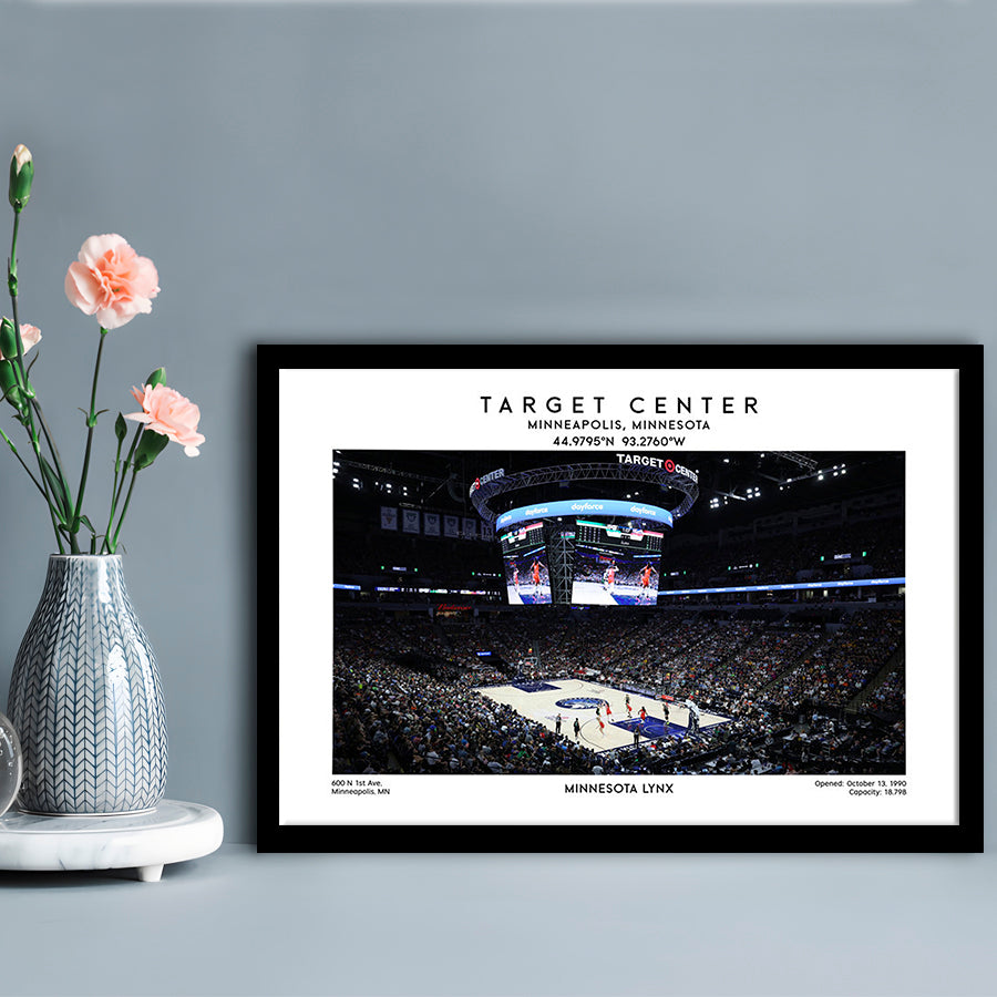 Target Center, Minnesota Lynx Basketball Stadium Wall Art Print, W Decor, Framed Art Print Wall Decor