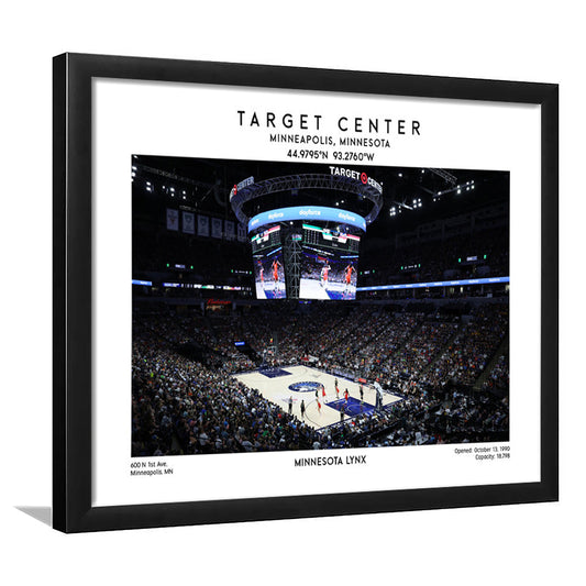 Target Center, Minnesota Lynx Basketball Stadium Wall Art Print, W Decor, Framed Art Print Wall Decor