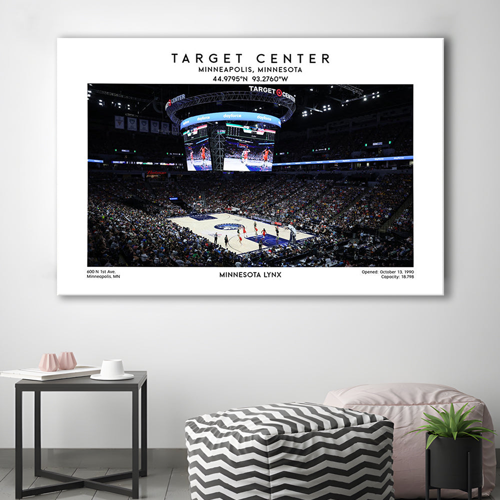 Target Center, Minnesota Lynx Basketball Stadium Wall Art Print, W Decor, Canvas Print Wall Art, Man Cave Gift