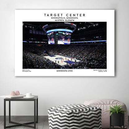 Target Center, Minnesota Lynx Basketball Stadium Wall Art Print, W Decor, Canvas Print Wall Art, Man Cave Gift