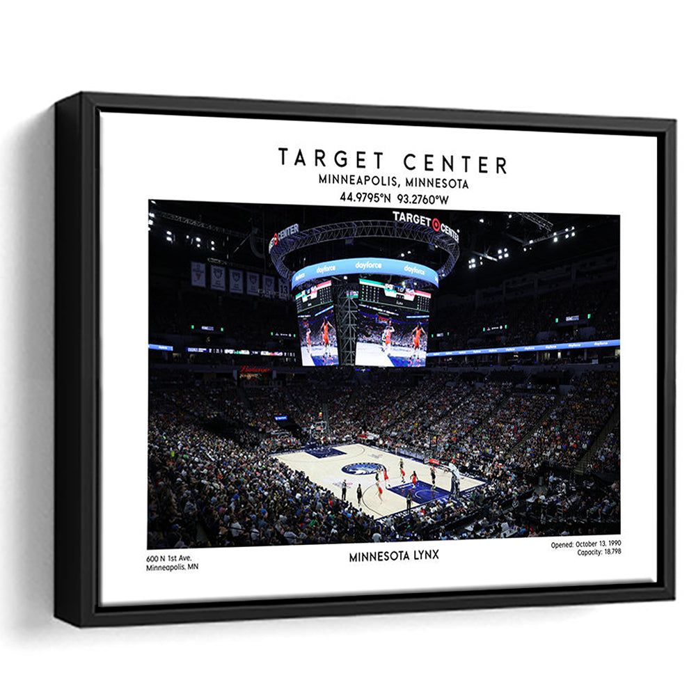 Target Center, Minnesota Lynx Basketball Stadium Wall Art Print, W Decor, Framed Canvas Print Wall Art