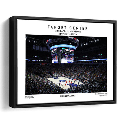Target Center, Minnesota Lynx Basketball Stadium Wall Art Print, W Decor, Framed Canvas Print Wall Art