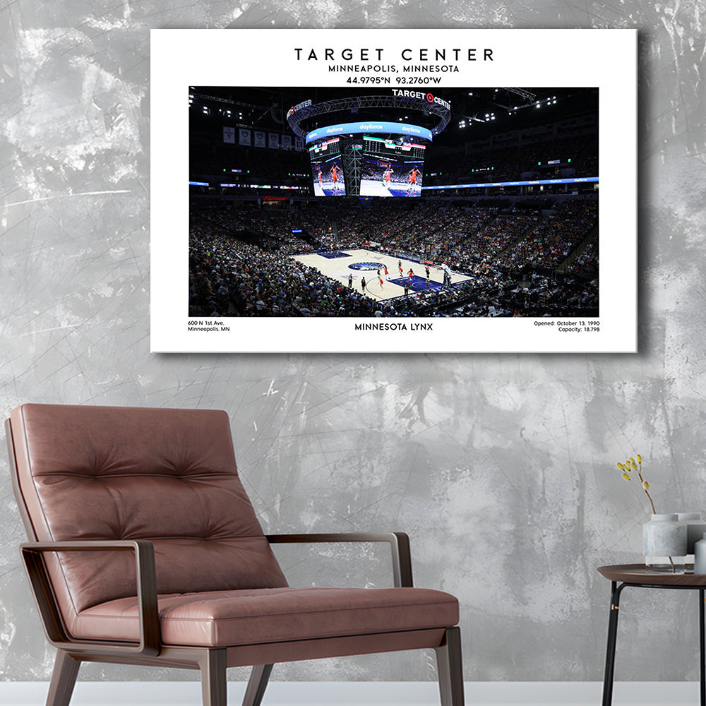 Target Center, Minnesota Lynx Basketball Stadium Wall Art Print, W Decor, Canvas Print Wall Art, Man Cave Gift