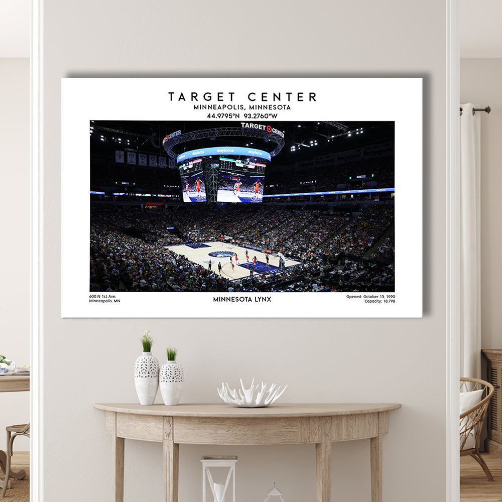 Target Center, Minnesota Lynx Basketball Stadium Wall Art Print, W Decor, Canvas Print Wall Art, Man Cave Gift
