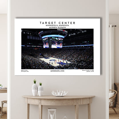 Target Center, Minnesota Lynx Basketball Stadium Wall Art Print, W Decor, Canvas Print Wall Art, Man Cave Gift