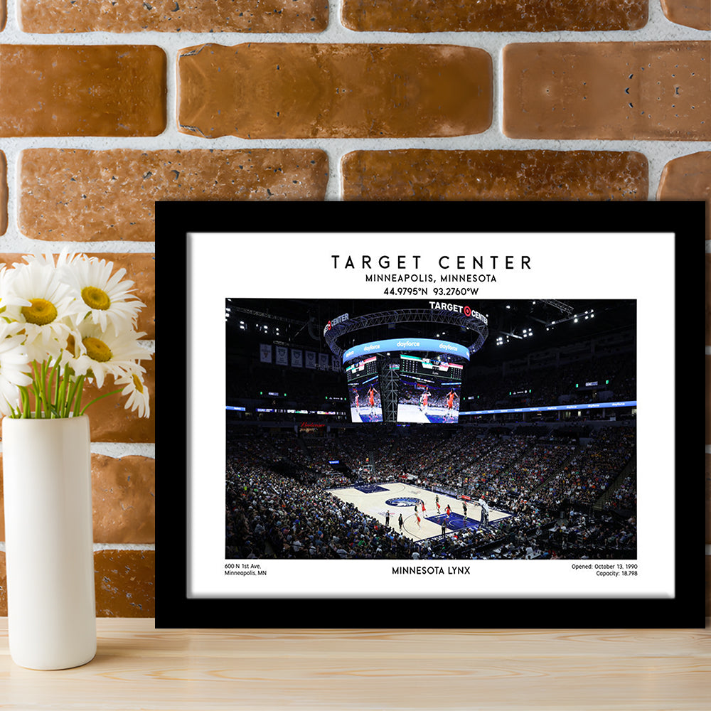 Target Center, Minnesota Lynx Basketball Stadium Wall Art Print, W Decor, Framed Art Print Wall Decor