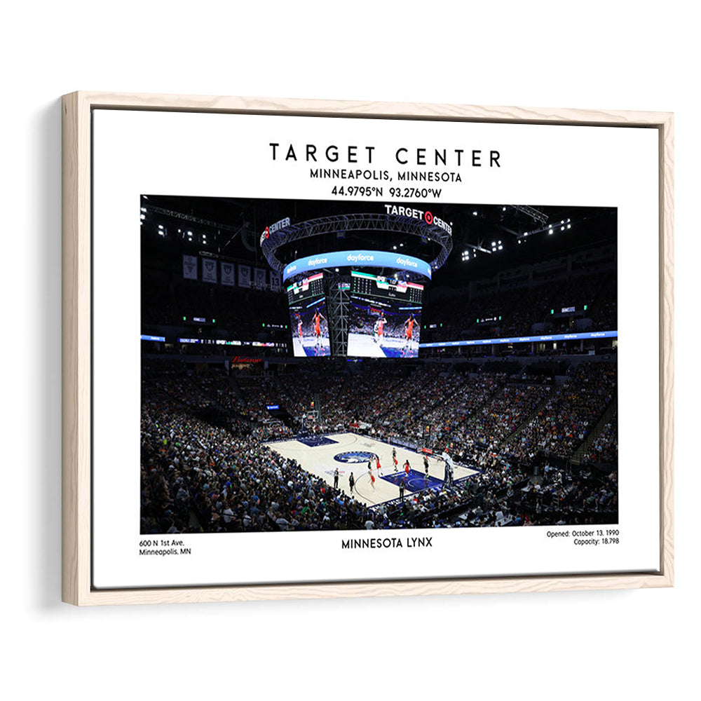 Target Center, Minnesota Lynx Basketball Stadium Wall Art Print, W Decor, Framed Canvas Print Wall Art