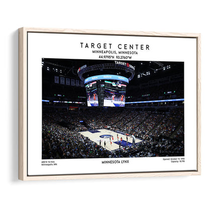 Target Center, Minnesota Lynx Basketball Stadium Wall Art Print, W Decor, Framed Canvas Print Wall Art