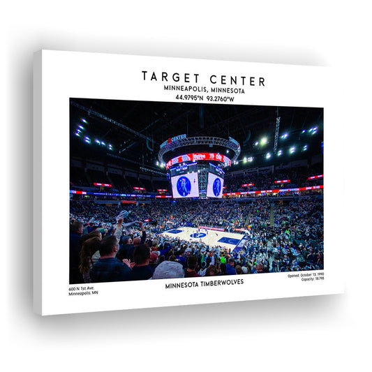 Target Center, Minnesota Timberwolves Basketball Stadium Wall Art Print, Canvas Print Wall Art, Man Cave Gift
