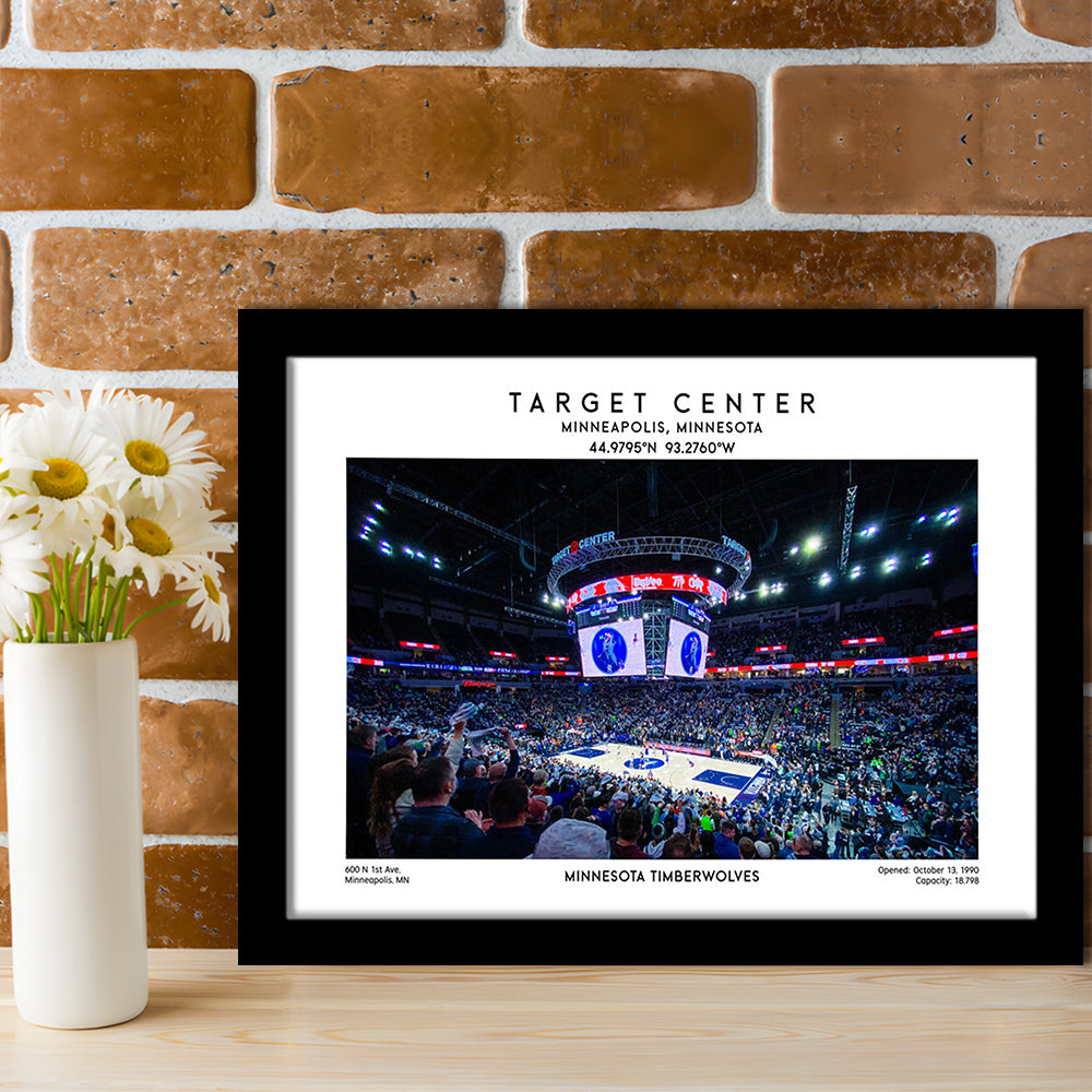 Target Center, Minnesota Timberwolves Basketball Stadium Wall Art Print, Framed Art Print Wall Decor