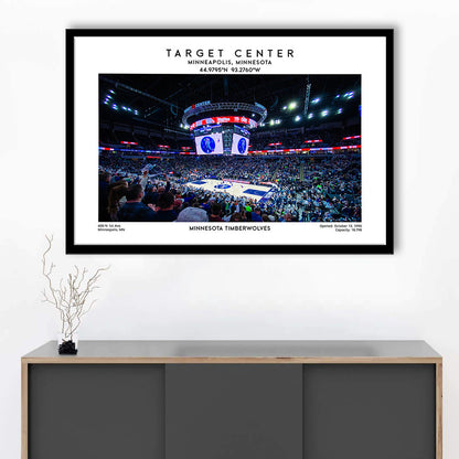 Target Center, Minnesota Timberwolves Basketball Stadium Wall Art Print, Framed Art Print Wall Decor