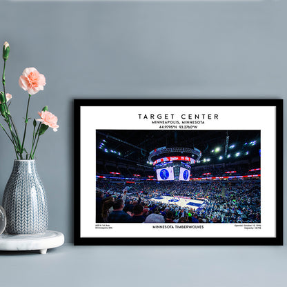 Target Center, Minnesota Timberwolves Basketball Stadium Wall Art Print, Framed Art Print Wall Decor
